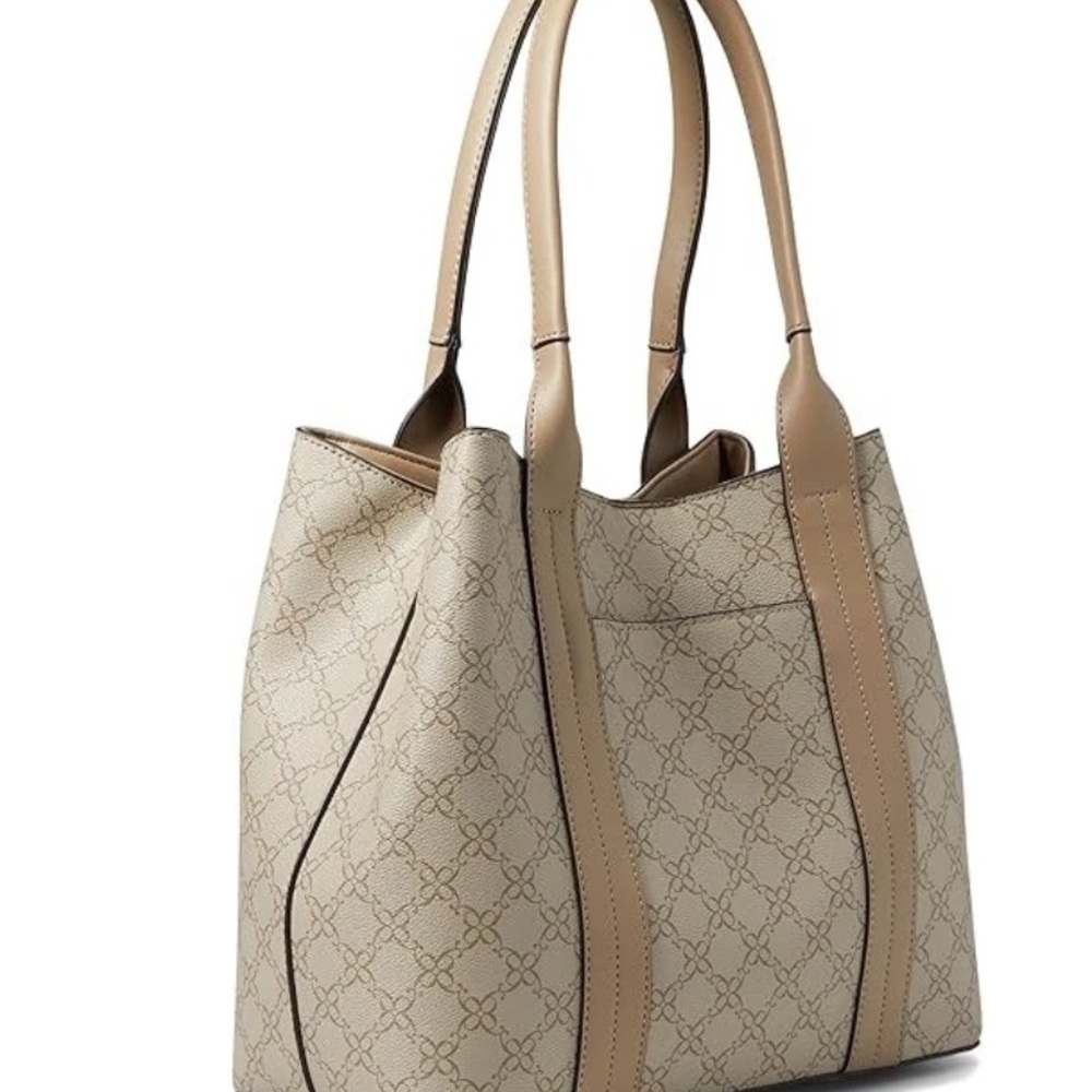 Nine West Beige and Tan Tote Bag 
17.5” wide
11.5” tall - Picture 2 of 6